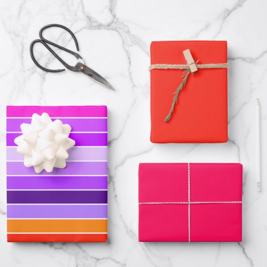 Rosa, Lila und orange Geschenkpapier Set (Vorderseite)