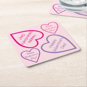 Rosa Lila und rot-fröhliche Valentinstag Herzen Rechteckiger Pappuntersetzer