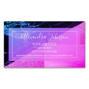 rosa, Lila und schwarz Moderne Geometrie Magnetische Visitenkarte