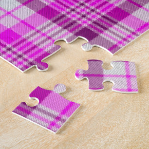 Rosa Lila und Weiß Kariert Puzzle
