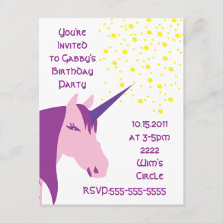 Rosa/lila Unicorn-Geburtstags-Einladung Einladung