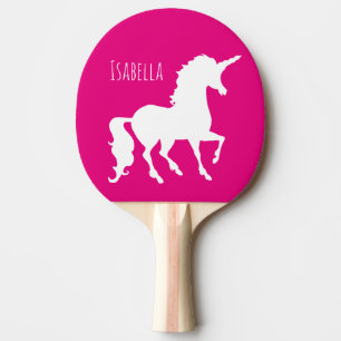Rosa lila Unicorn-Silhouette scherzt Tischtennis Schläger