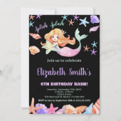 Rosa Lila unter der Meerjungfrau Geburtstag Einladung (Vorderseite)