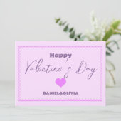 Rosa - Lila Valentinstag Einladung (Stehend Vorderseite)