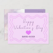 Rosa - Lila Valentinstag Feiertagspostkarte (Vorne/Hinten)