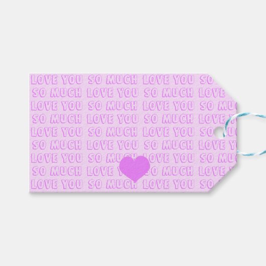 Rosa - Lila Valentinstag Geschenkanhänger (Vorderseite (Horizontal))