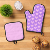 Rosa - Lila Valentinstag Ofenhandschuh & Topflappen-Set (Oben Unten)