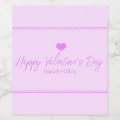 Rosa - Lila Valentinstag Weinetikett (Einzelnes Label)