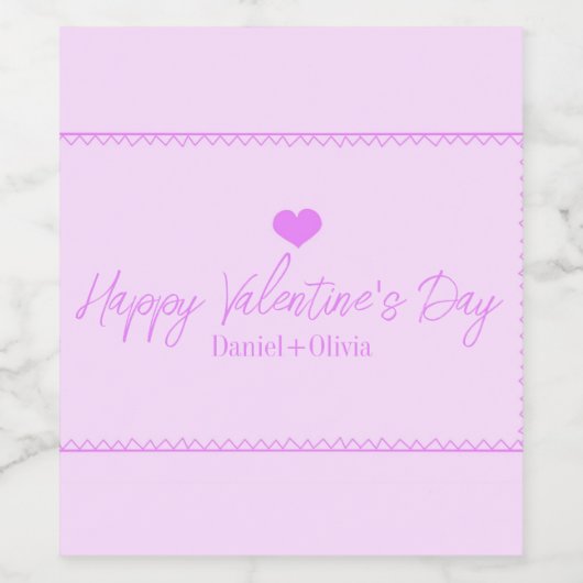 Rosa - Lila Valentinstag Weinetikett (Einzelnes Label)