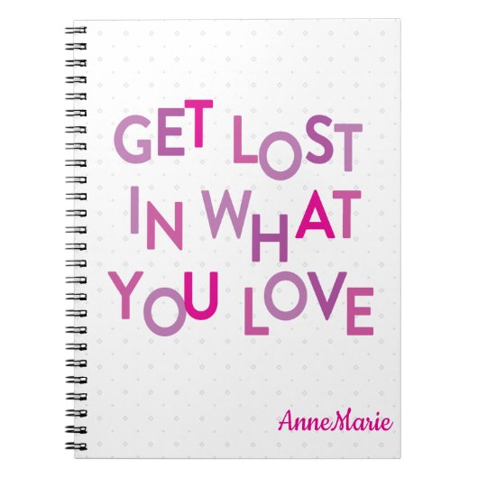 Rosa/Lila verlieren Sie in Ihrer Liebe Notebook Notizblock (Vorderseite)