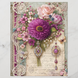 Rosa lila Vintage-Junk-Journal-Schrappbuch-Papier