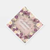 Rosa Lila Vintage Peonies Blumenfreuden Geburtstag Serviette (Ecke)