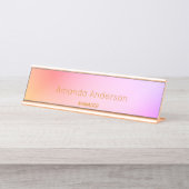 Rosa lila violette Farbabweichung feminin mädchenh Schreibtischnamensplakette (Vorderseite )