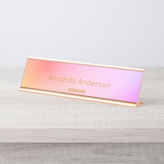 Rosa lila violette Farbabweichung feminin mädchenh Schreibtischnamensplakette (Vorderseite )