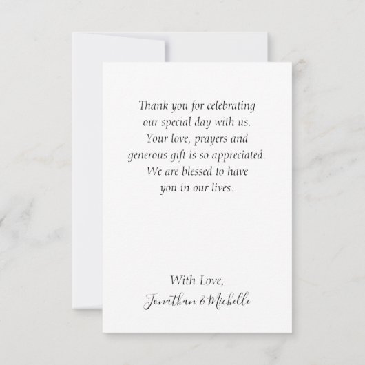 Rosa Lila Wasserfarbe Blumengrün Hochzeit Dankeskarte (Rückseite)