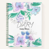 Rosa Lila Wasserfarbe Doodle Blüten und Blätter Notizblock (Vorderseite)
