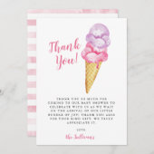 Rosa Lila Wasserfarbe Eiscreme Kinderdusche Dankeskarte (Vorne/Hinten)