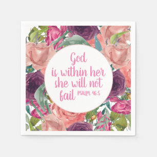 Rosa lila Wasserfarbe Floral christliche Bibel Serviette