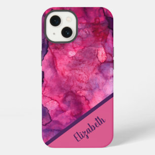 Rosa lila Wasserfarbe personalisiert iPhone 13 Hülle