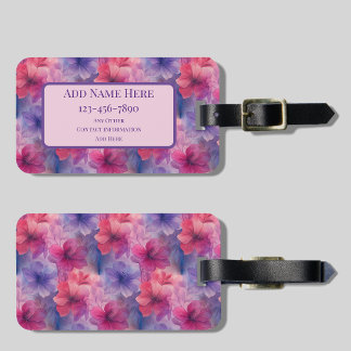 Rosa & Lila Wasserfarben-Blumen-Gepäckanhänger mit Gepäckanhänger