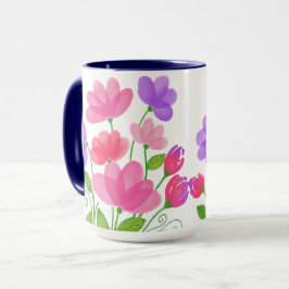 Rosa lila Wasserfarben-Blumen-Tasse Tasse