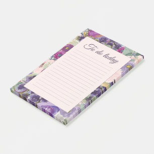 Rosa-lila Wasserfarben-Blumen-To-Do-Liste Post-it Klebezettel