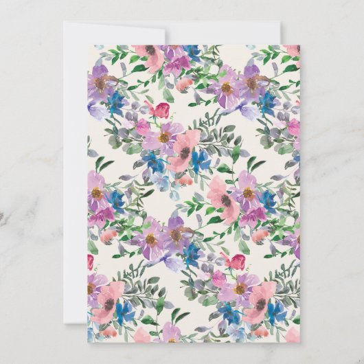 Rosa Lila Wasserfarben Garten Blumenzwiebeln Einladung (Rückseite)