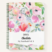 Rosa lila, wasserfarbene Blume Notizblock (Vorderseite)