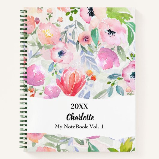 Rosa lila, wasserfarbene Blume Notizblock (Vorderseite)