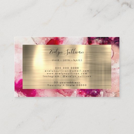 Rosa Lila Wasserfarbenloycard Visitenkarte (Rückseite)