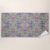Rosa lila weiche Blüte Blume mit Pistaziendot Strandtuch (Vorderseite)