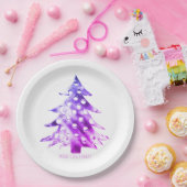 Rosa Lila Weihnachtsbaum Elegante Pappteller (Party)