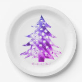 Rosa Lila Weihnachtsbaum Elegante Pappteller (Vorderseite)
