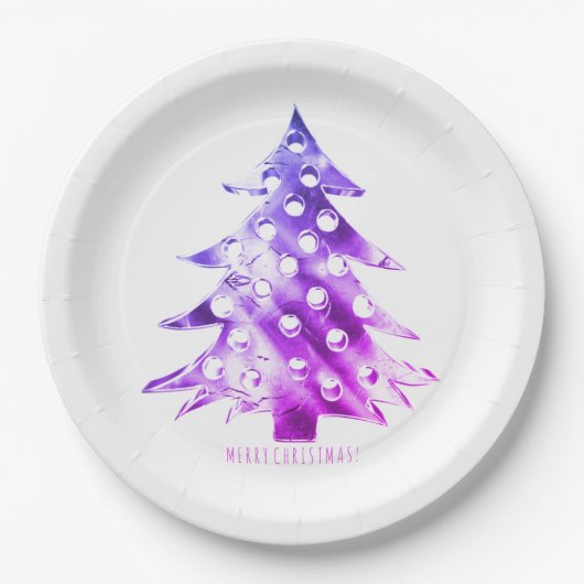 Rosa Lila Weihnachtsbaum Elegante Pappteller (Vorderseite)