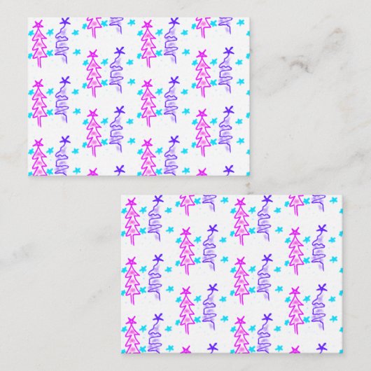 Rosa Lila Weihnachtsfeiertage Weihnachten Mitteilungskarte (Vorne/Hinten)