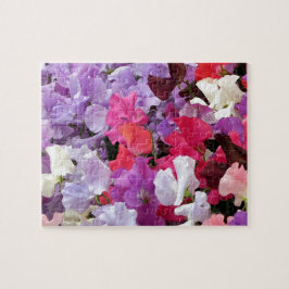 Rosa, lila & weiß Erbsen Blume in Blüte Puzzle