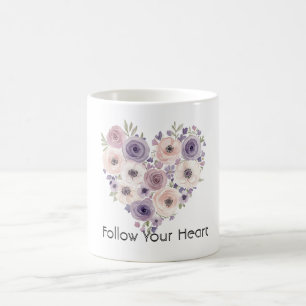 Rosa Lila Weiß Florales Herz Kaffeetasse