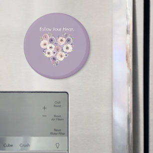 Rosa Lila Weiß Florales Herz Magnet