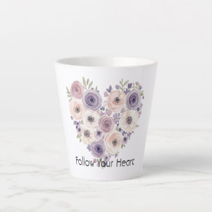 Rosa Lila Weiß Florales Herz Milchtasse