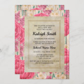 Rosa Lila weiße Blume Rustikales Holz Trunk Party Einladung (Vorne/Hinten)