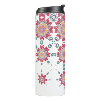 Rosa Lila-weiße Blume Thermosbecher