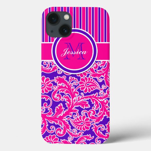 Rosa Lila weißer Streifen Damask 3 iPad Air Hüllen (Rückseite)