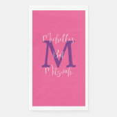Rosa Lila weißes Bat Mitzvah Name Monogramm Serviette (Vorderseite)