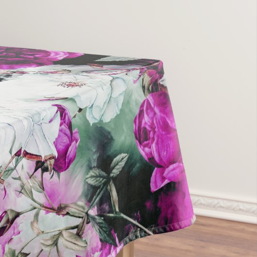 Rosa lila weißes Mit Blumenschwarzes der Tischdecke (Beispiel)