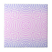 Rosa, Lila, weißes Ombre Stripte Geometrie Op Art Fliese (Vorderseite)