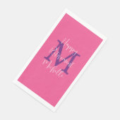Rosa Lila Weißes Party Name Monogramm Serviette (Ecke)