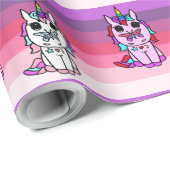 Rosa Lila Whimsikorn Märchen Geschenkpapier (Rolleneckpunkt)