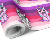Rosa Lila Whimsikorn Märchen Geschenkpapier (Rolleneckpunkt)