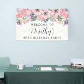 Rosa Lila Wildblume 80. Geburtstag Willkommen Banner (Messeveranstaltung)