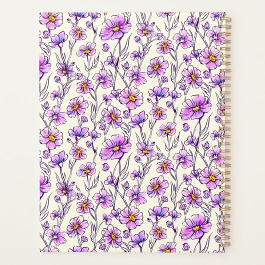 Rosa Lila Wildblume Blumendesign Planer (Rückseite)